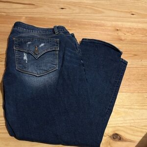 Miss Me Dark Blue Distressed Back Pocket Jeans